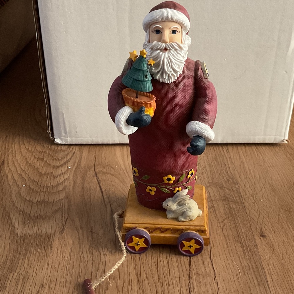 Vintage Demdaco Americana Christmas Kathy Killip 2001 Santa with Tree and Bunny